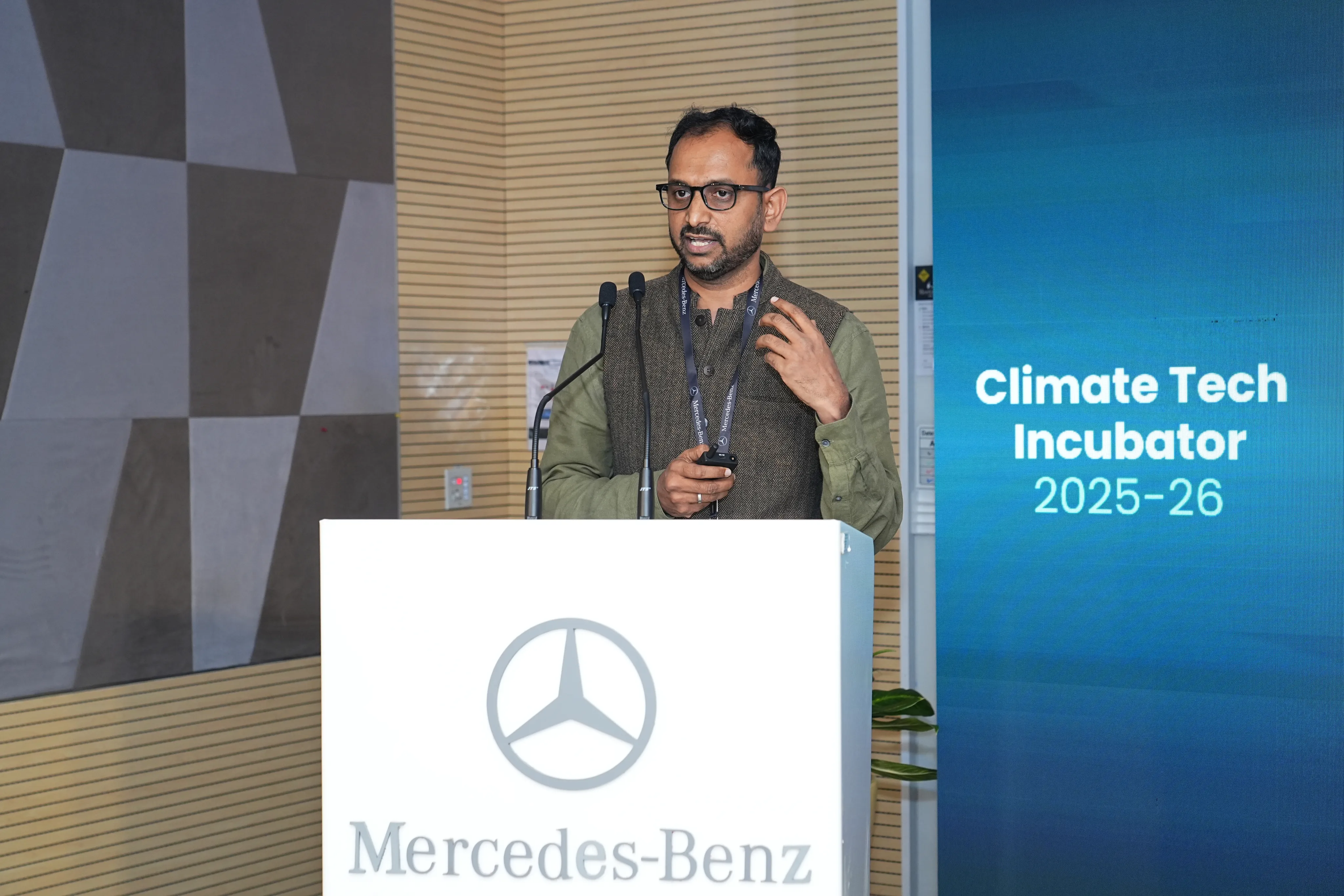 A founder presenting at Demo Day